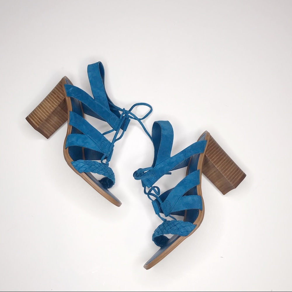 Franco Sarto Teal Sierra Leather Heeled Sandals